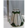 Image 2 : Pair of stained glass lamp shades- one lamp missing amber color small glass piece