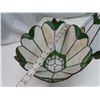 Image 4 : Pair of stained glass lamp shades- one lamp missing amber color small glass piece