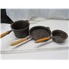 Image 1 : Lot of 3 taiwan cast iron (30T sauce pan 10 inch skillen and 10T sacue pan)