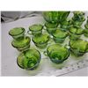 Image 2 : Green carnival glass punch bowl, cups, ladle & hooks