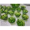 Image 3 : Green carnival glass punch bowl, cups, ladle & hooks