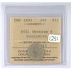 Image 1 : 1893 ICCS graded, Canadian silver 10 cent coin - F12