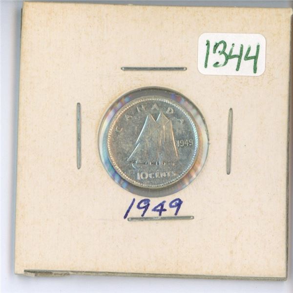 1949 Canadian silver 10 cent coin