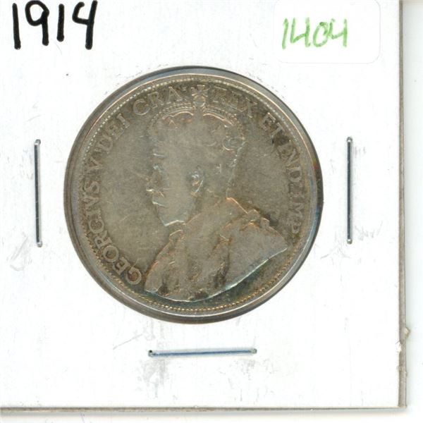 1914 Canadian Silver Fifty Cent Coin
