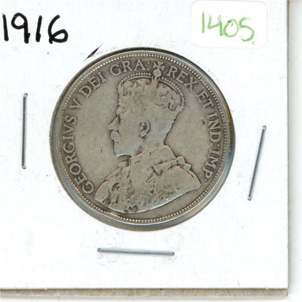 1916 Canadian Silver Fifty Cent Coin
