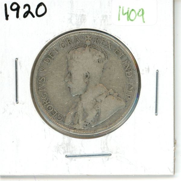 1920 Canadian Silver Fifty Cent Coin