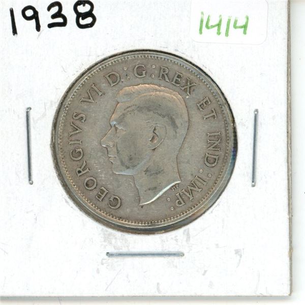 1938 Canadian Silver Fifty Cent Coin