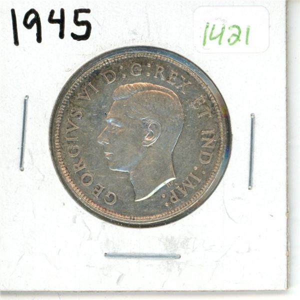 1945 Canadian Silver Fifty Cent Coin