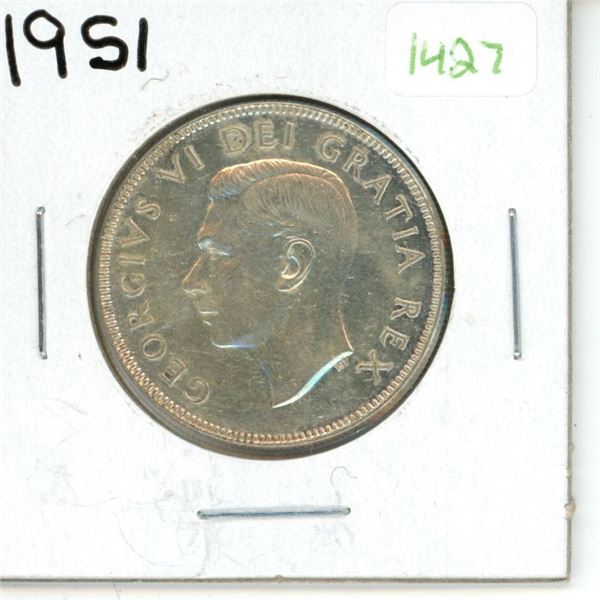 1951 Canadian Silver Fifty Cent Coin