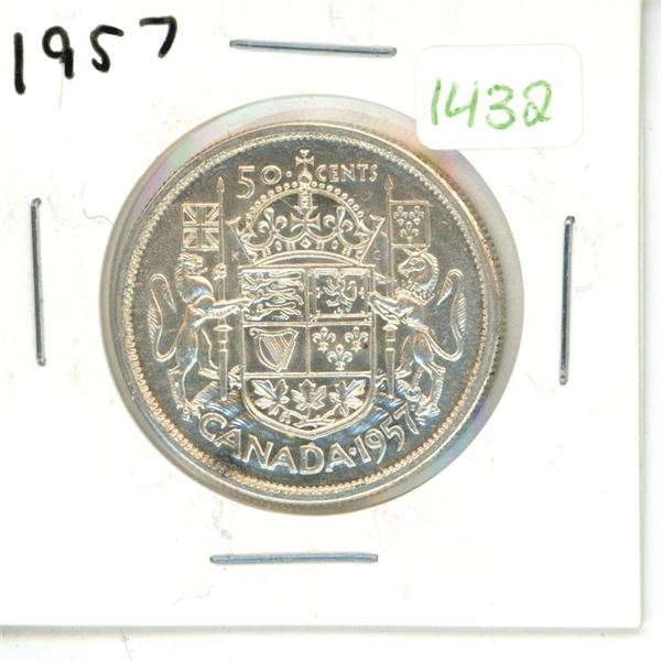 1957 Canadian Silver Fifty Cent Coin