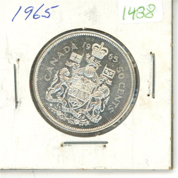 1965 Canadian Silver Fifty Cent Coin