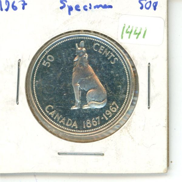 1967 Canadian Silver Fifty Cent Coin; Specimen