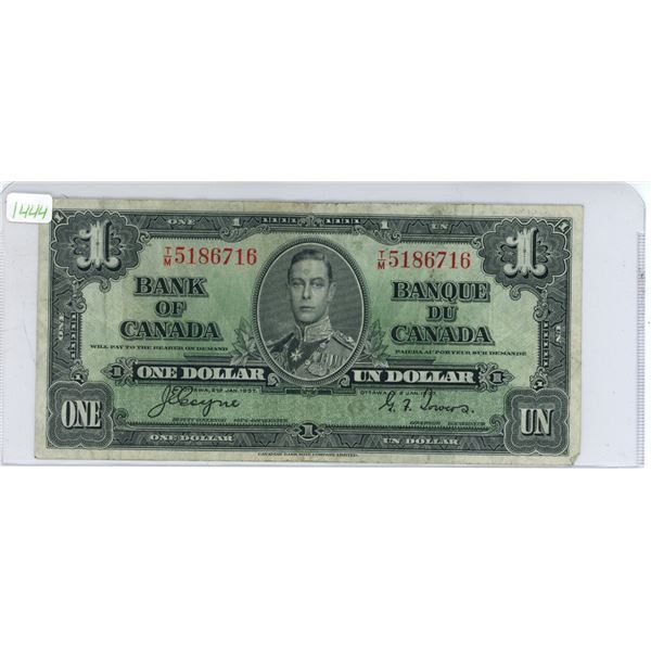 1937 Canadian One Dollar Bill, Coyne/Towers, T/M 5186716
