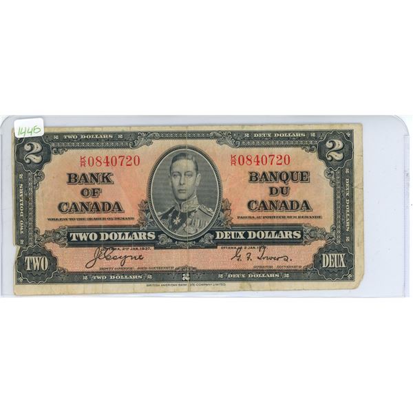 1937 Canadian Two Dollar, Coyne/Towers, K/R 0840720