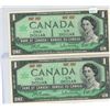 Image 1 : 2 1967 Canadian 1 Dollar Centennial Bills, Beattie/Rasminsky, No Serial Number