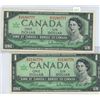 Image 1 : 2 1967 Canadian 1 Dollar Centennial Bills, Beattie/Rasminsky, G/P 3180777 & G/P 3180778