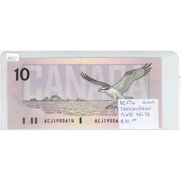 1989 Canadian 10 Dollar Bill, Thiessen/Crow, AEJ1955614