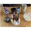 Image 1 : antique ashtray , cups , collectible candle holders
