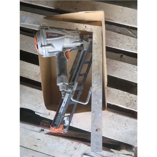 air nailer and square level