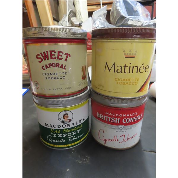 4 antique tobacco cans