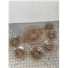 Image 1 : PINK DEPRESSION GLASS PLATTER AND PLATES