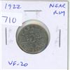 Image 1 : 1922 Near Rim George V Nickel 5 Cents. The first issue of the new king. S Near Rim. VF-20.