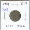 Image 1 : 1901 Canadian Victorian Silver 10 Cents. Last issue of Queen Victoria. G-4.