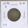 Image 1 : 1874H Canadian Victorian Silver 25 Cents. Heaton Mint. G-4.