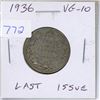 Image 1 : 1936 Canadian Silver 25 Cents. Last issue for George V. VG-10.