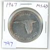 Image 1 : 1967 Canadian Silver Dollar. Flying Canada Goose. One Year Type. MS-63.