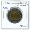 Image 1 : 1996 German Planchet Canadian $2 Toonie. Scarce German Planchet. MS-64.