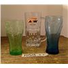 Image 1 : Lq. A&W mug and 2 different colored coke-cola glasses