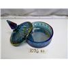 Image 2 : Vintage Indiana Glass Blue Irisdescent Carnival Glass Candy Dish