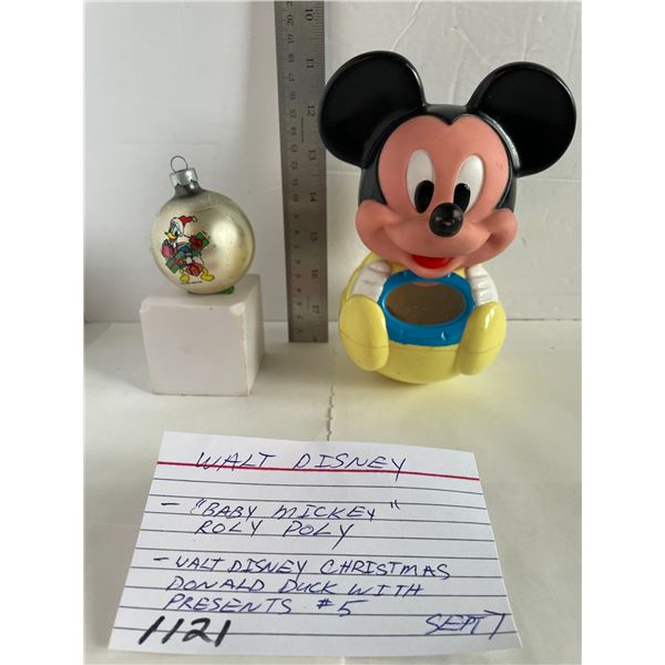 Disney baby Mickey roly poly, Christmas Donald Duck ornament