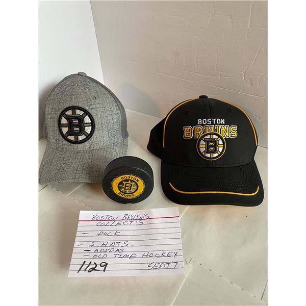 Boston Bruins collectibles - puck, hats
