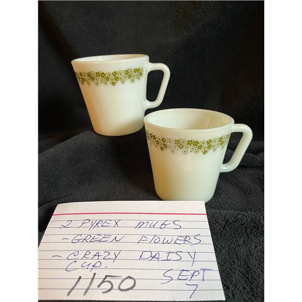 two Pyrex Crazy Daisy cups