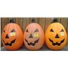 Image 1 : 3 large 12"x18" plastic orange Halloween pumpkins - light up