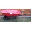 Image 1 : red plastic wheel barrow "pneumatic tire 55" wooden handles