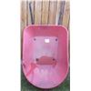 Image 2 : red plastic wheel barrow "pneumatic tire 55" wooden handles