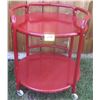 Image 1 : 21"x21" red metal 2 tier circular serving bar cart on casters