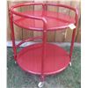 Image 2 : 21"x21" red metal 2 tier circular serving bar cart on casters