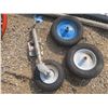 Image 1 : two trailer wheels and trailer jack