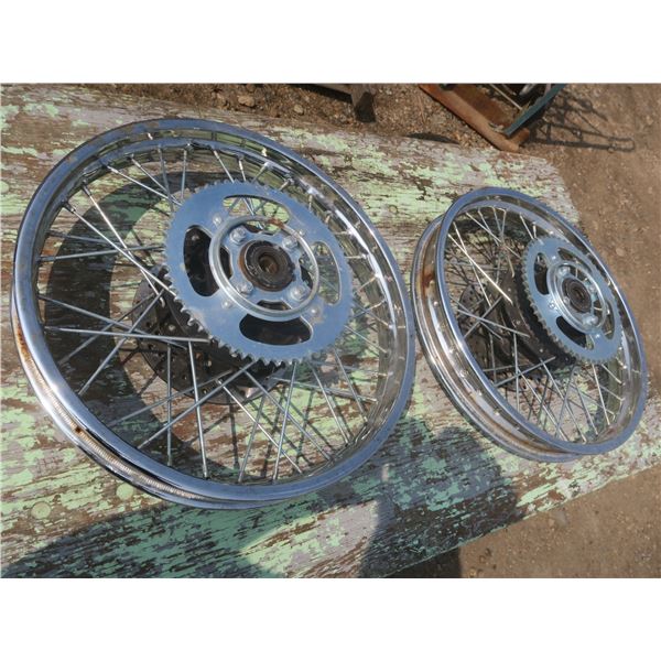 two 18' chrome motor bike rims
