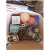 Image 1 : box with flood light bulbs, nails, solder wire, etc