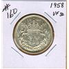 Image 1 : 1958 CANADIAN SILVER 50 CENT COIN