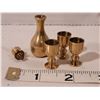 Image 2 : Miniature solid brass wine decanters, goblets & cups.