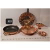 Image 1 : Lot of assorted copper pans, ashtray ,candle holder & roman wall hanger.