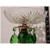 Image 5 : Fancy vintage glass candy dish. Pinwheel design with green prisms.