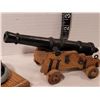 Image 3 : Vintage replica ,wood/ cast iron cannon. Vintage cannon ball.