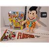 Image 1 : Hanna Barbera vintage Flintstones metal dart board, 1973 pennant & plush Fred Flintstone